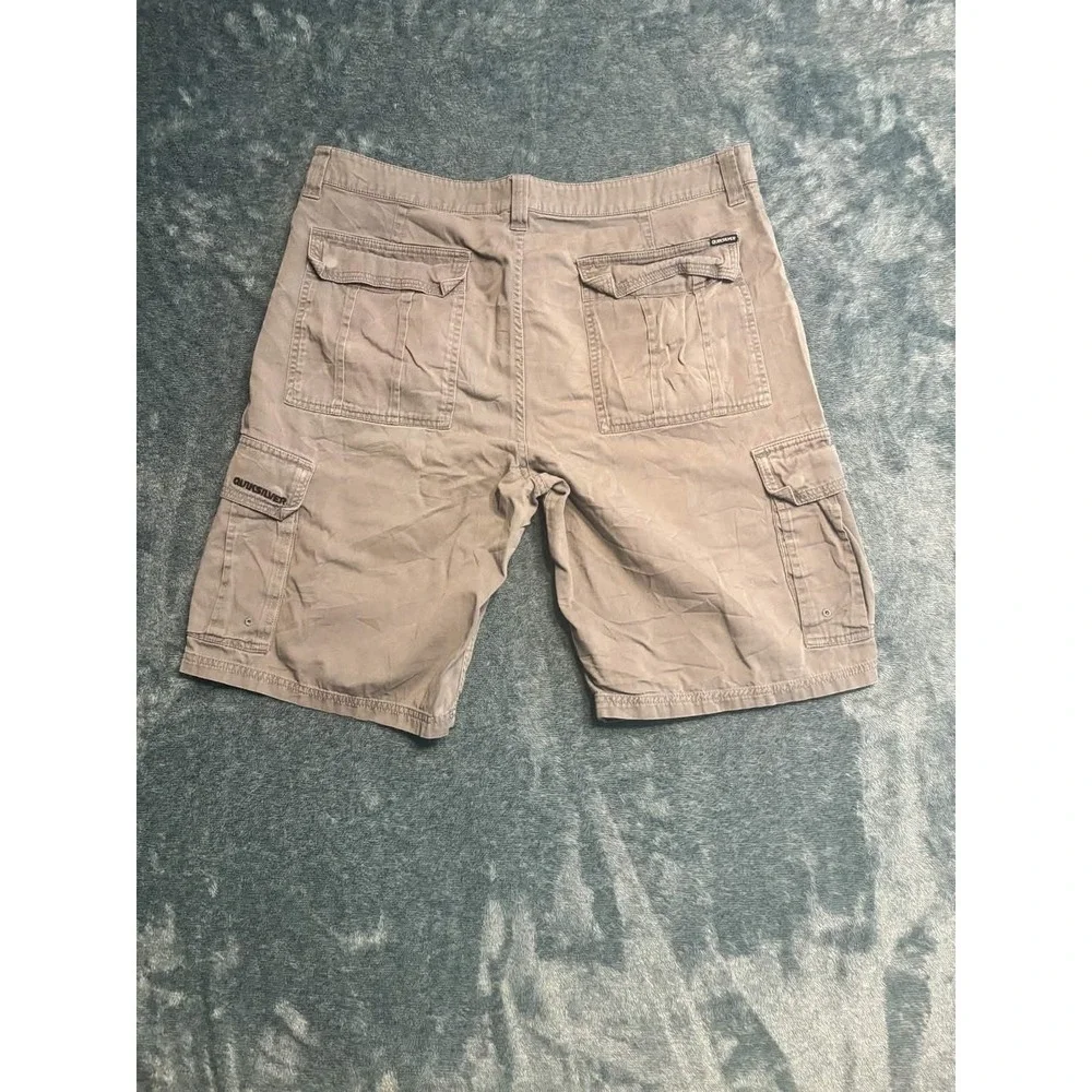 Quiksilver Mens Tan Khaki 100% Cotton Multi Pocket Cargo Shorts Size 36